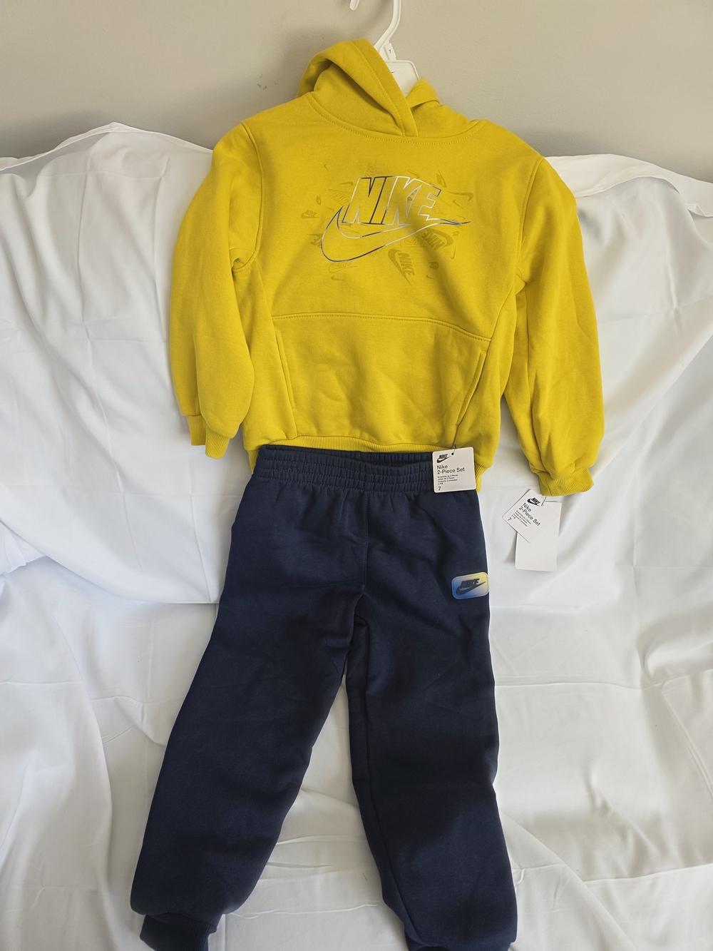 Nike Yellow Hoodie and Navy Joggers Kids Set